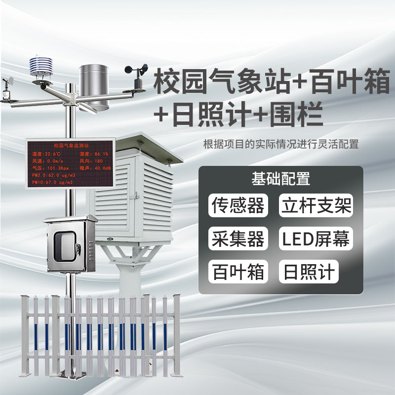 校園氣象站+百葉箱+日照計(jì)+圍欄